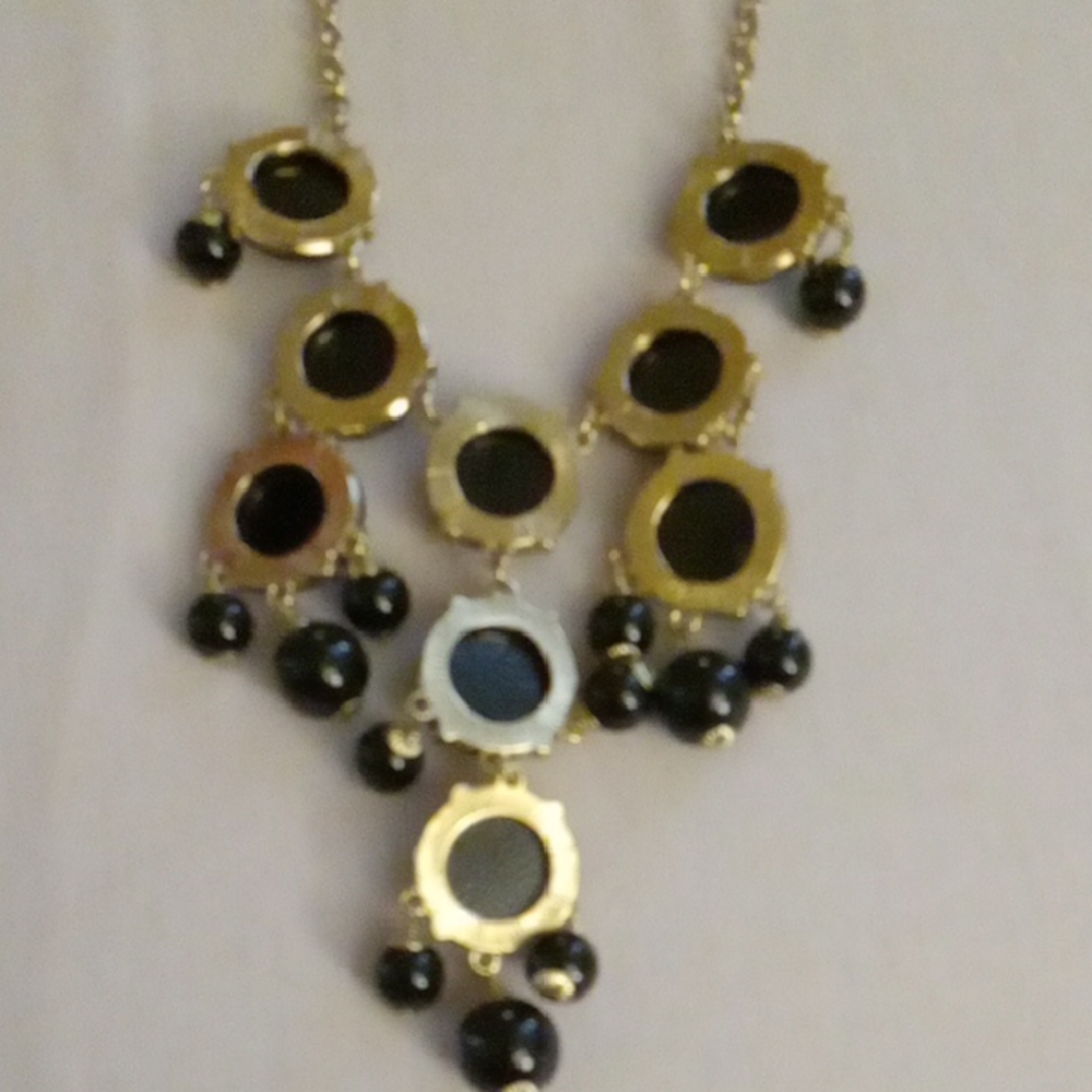 J. Crew Gold and Black Circular Necklace